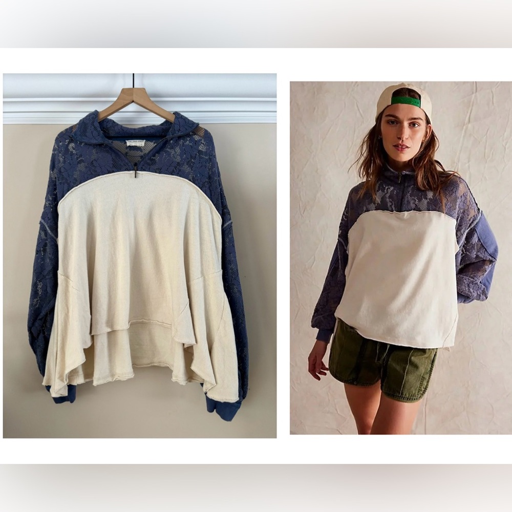 Free People We The Free By The Lake Graphic Long Sleeve Pullover Top | GUC | XL